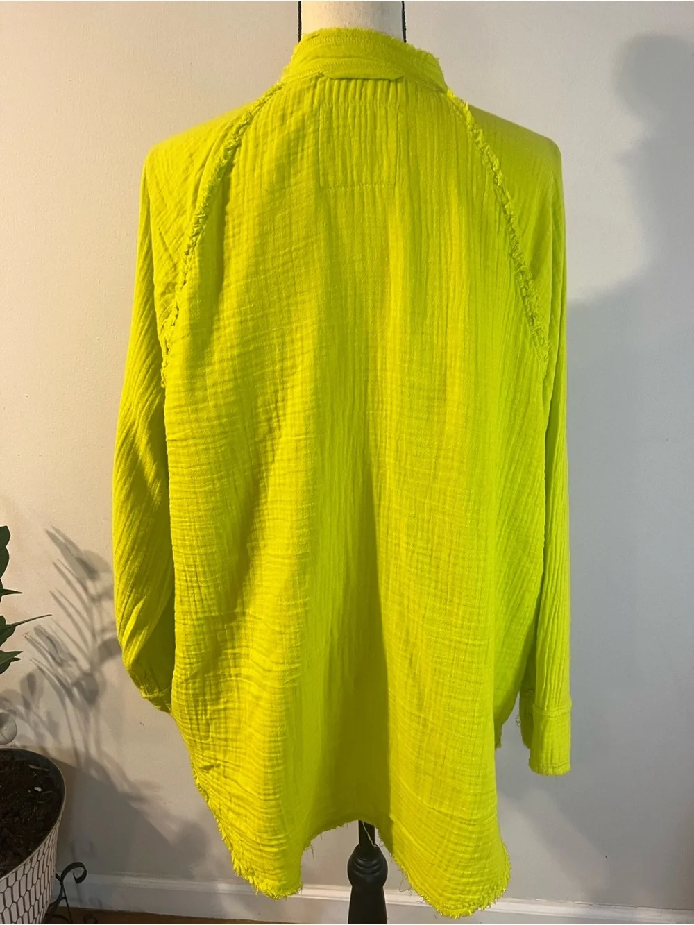 aerie Neon Lime Gauze Button-Front Swim Coverup - Picture 8 of 13
